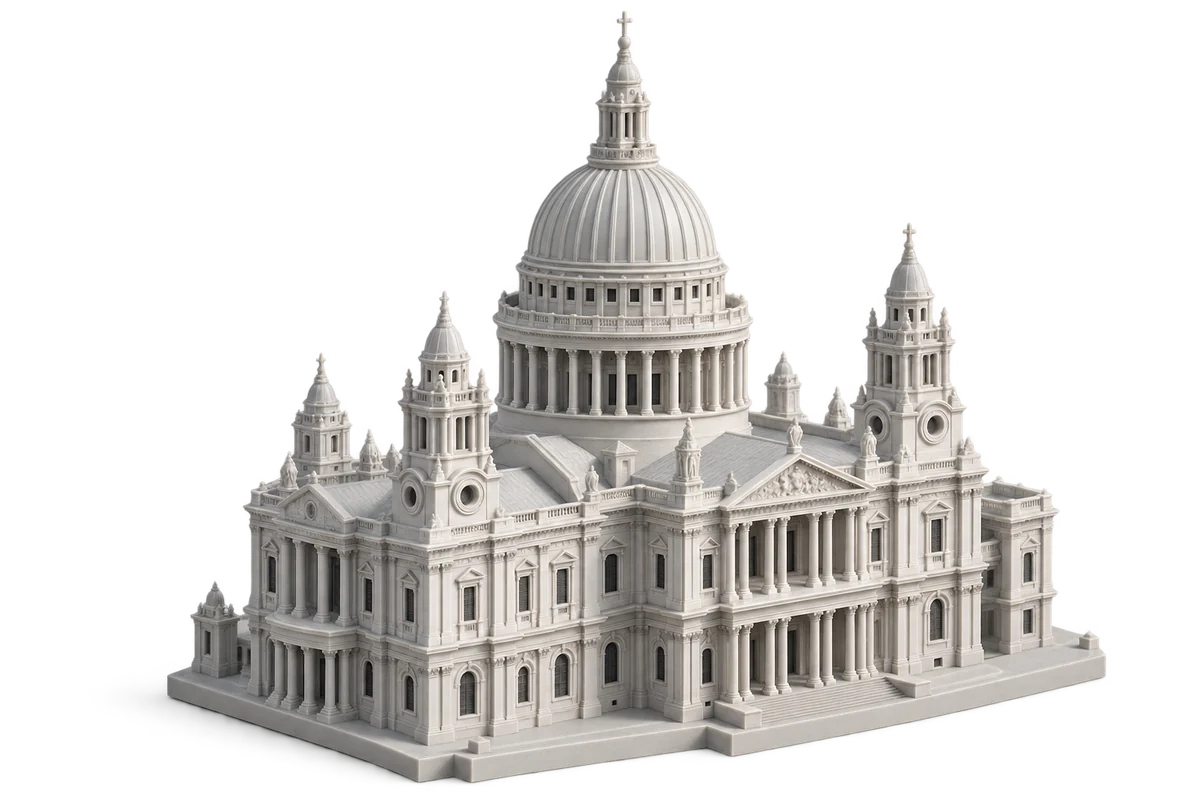 Illustrative finely detailed resin model inspired by St Paul’s Cathedral.